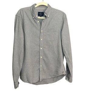American Eagle Outfitters Long Sleeve Button Down Grey Shirt Size Medium